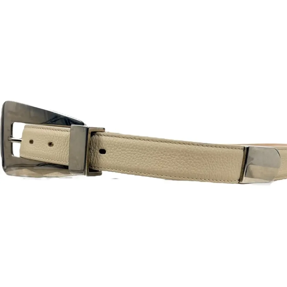 Khaite Lucca Leather Belt Solid Brass Buckle Dark Ivory Size 90/36